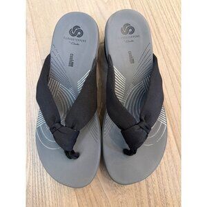 Clarks Cloudsteppers Arla Glison Women's Flip Flop Sandals Black Gray Size 8